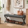 Banc à chaussures Ylay banc d'entrée rembourré similicuir gris foncé
