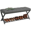 Banc à chaussures Ylay banc d'entrée rembourré similicuir gris foncé