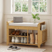 Ilval Banc à chaussures assise rembourrée rangement bambou naturel