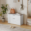 Banc à chaussures Valos avec tiroir abattant et rangement Blanc