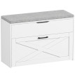 Banc à chaussures Valos avec tiroir abattant et rangement Blanc