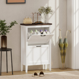 Lorores Meuble à chaussures gain de place, tiroirs basculants, blanc