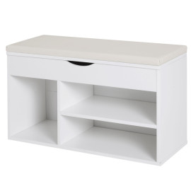 Calo banc à chaussures siège rembourré rangement blanc