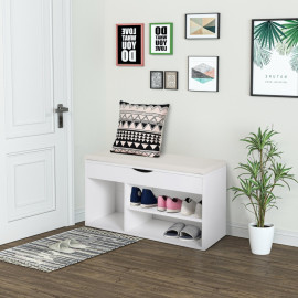 Calo banc à chaussures siège rembourré rangement blanc