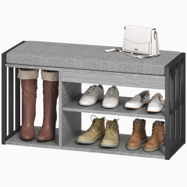 Delum banc à chaussures avec étagère entrée gris