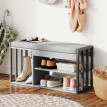 Delum banc à chaussures avec étagère entrée gris