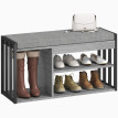 Delum banc à chaussures avec étagère entrée gris