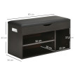 Meuble Chaussures Felenen Banc Rangement Niche Coffre Noir