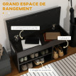 Meuble Chaussures Felenen Banc Rangement Niche Coffre Noir