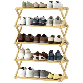 Corea range chaussures pliable bambou vertical 5 niveaux naturel