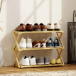 Meuble à chaussures Ralel pliable bambou 3 niveaux naturel