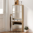 Montveova Meuble à chaussures miroir 4 portes gain de place Bois naturel