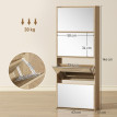 Montveova Meuble à chaussures miroir 4 portes gain de place Bois naturel