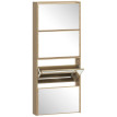 Montveova Meuble à chaussures miroir 4 portes gain de place Bois naturel