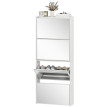 Meuble à chaussures Isareo miroir 4 portes basculantes blanc
