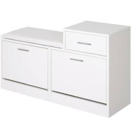Produit Zelreane Armoire à chaussures avec banc rangement entrée blanc