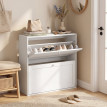 Meuble à chaussures Amonys rangement étroit rabattable blanc