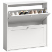 Meuble à chaussures Amonys rangement étroit rabattable blanc