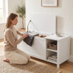 Terea Banc à chaussures avec étagère réglable et rangement Blanc