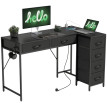 Rosot Bureau d'angle réversible 6 tiroirs prises intégrées Noir