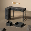 Rosot Bureau d'angle réversible 6 tiroirs prises intégrées Noir