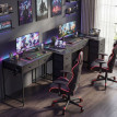 Rosot Bureau d'angle réversible 6 tiroirs prises intégrées Noir