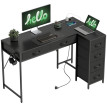 Rosot Bureau d'angle réversible 6 tiroirs prises intégrées Noir