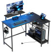 Bureau gaming Florane angle LED prises support écran noir