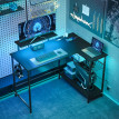 Bureau gaming Florane angle LED prises support écran noir