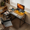 Bureau gaming Florane angle LED prises support écran noir