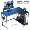Bureau gaming Florane angle LED prises support écran noir