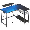 Bureau gaming Florane angle LED prises support écran noir