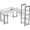 Bureau d'angle Galiel avec prise USB support écran blanc et noir