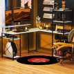 Bureau d'angle Galiel avec prise USB support écran blanc et noir