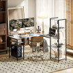 Bureau d'angle Galiel avec prise USB support écran blanc et noir
