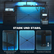 Taluel bureau gaming en L LED prises support double écran aspect bois noir