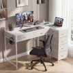 Bureau d’angle Alas réversible USB-C 6 tiroirs blanc