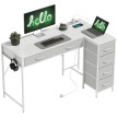 Bureau d’angle Alas réversible USB-C 6 tiroirs blanc