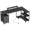 Floral Bureau d'angle réversible avec tiroirs Noir