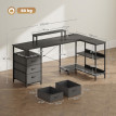 Floral Bureau d'angle réversible avec tiroirs Noir