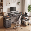 Floral Bureau d'angle réversible avec tiroirs Noir