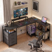 Floral Bureau d'angle réversible avec tiroirs Noir