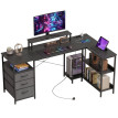 Floral Bureau d'angle réversible avec tiroirs Noir