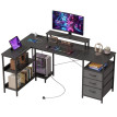 Floral Bureau d'angle réversible avec tiroirs Noir