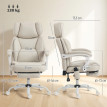 Fauteuil de bureau massant Aubvaria ergonomique inclinable avec repose pieds blanc crème