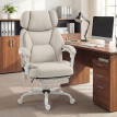 Fauteuil de bureau massant Aubvaria ergonomique inclinable avec repose pieds blanc crème