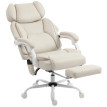 Fauteuil de bureau massant Aubvaria ergonomique inclinable avec repose pieds blanc crème