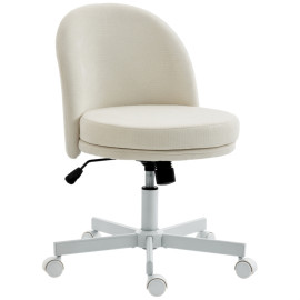 Fauteuil de bureau Aurvaia chaise pivotante réglable à roulettes blanc crème