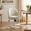 Fauteuil de bureau Aurvaia chaise pivotante réglable à roulettes blanc crème