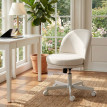 Fauteuil de bureau Aurvaia chaise pivotante réglable à roulettes blanc crème